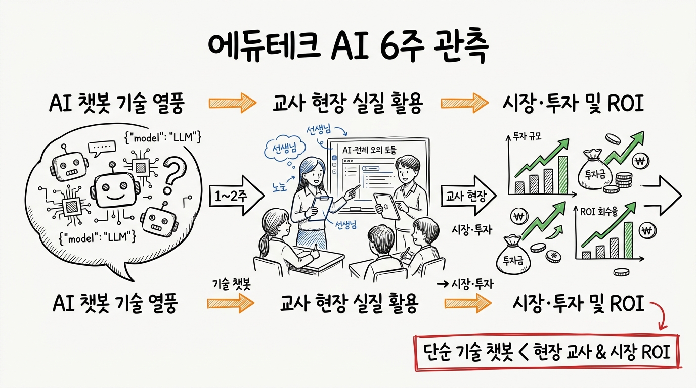 2026 에듀테크 AI 6주 관측 트렌드 손그림 에디토리얼 인포그래픽