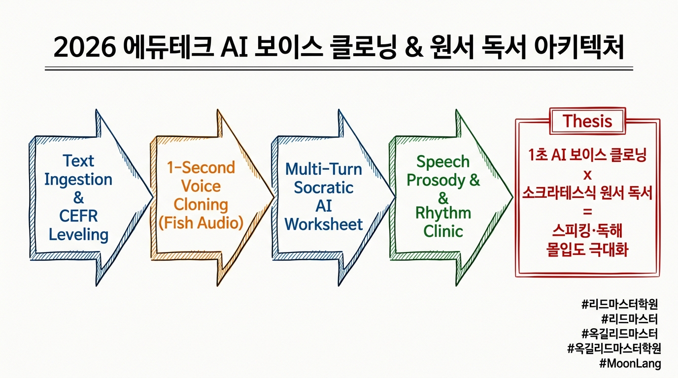 2026 에듀테크 AI 보이스 클로닝 & 원서 독서 아키텍처 손그림 에디토리얼 인포그래픽